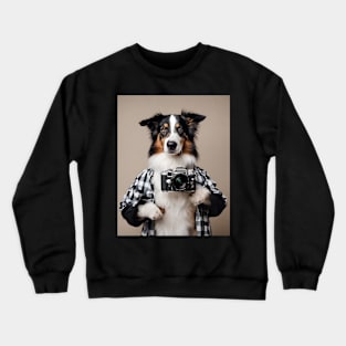 Bad AI photographer dog | Australian Shepherd T-Shirt T-Shirt Crewneck Sweatshirt